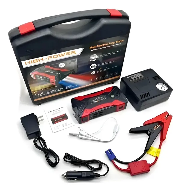 Kit arrancador de batería + compresor portátil 12V powerbank